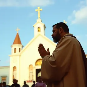 Flávio Bolsonaro e Tarcísio em culto evangélico